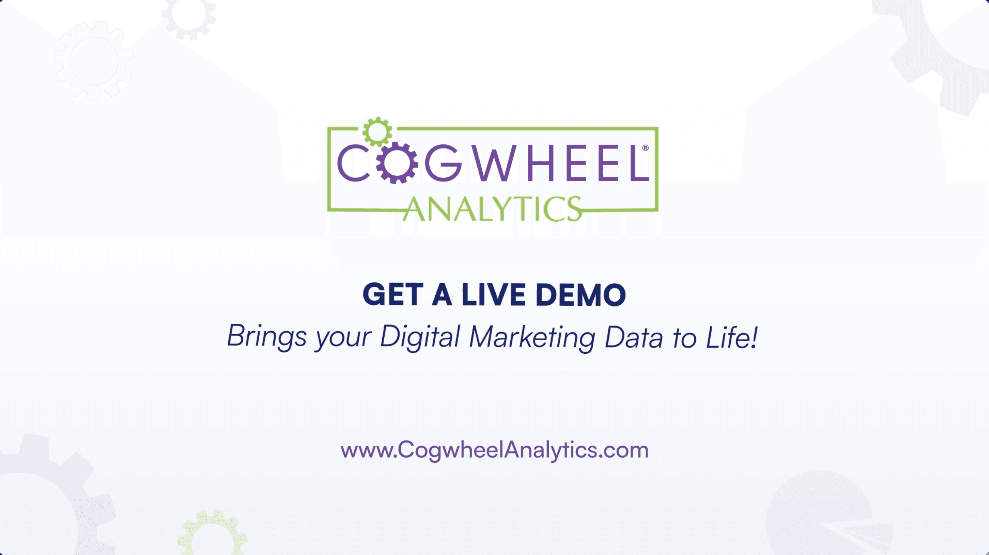 Cogwheel Analytics live demo call to action