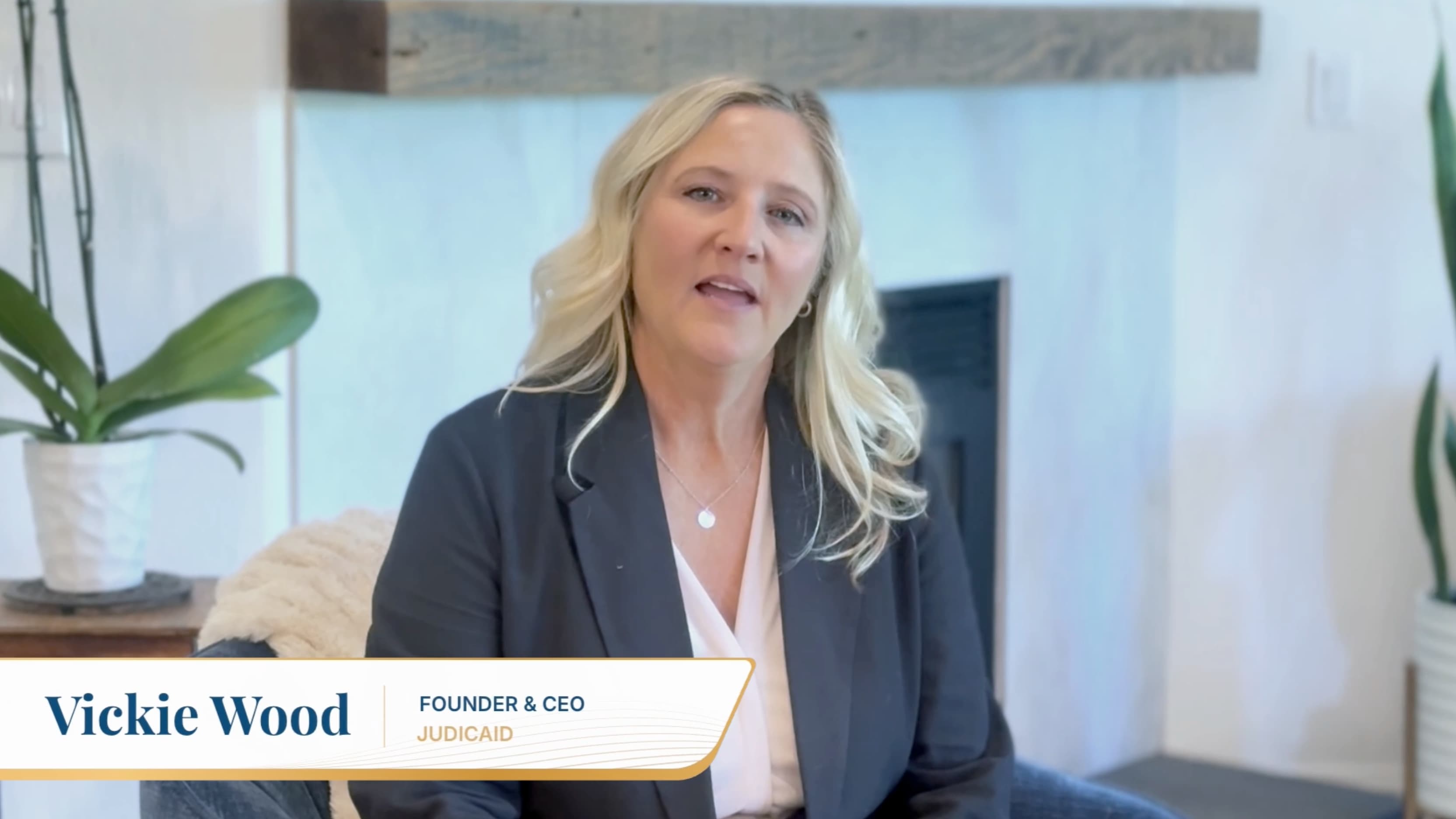 Vickie Wood interview frame with Judicaid lower third
