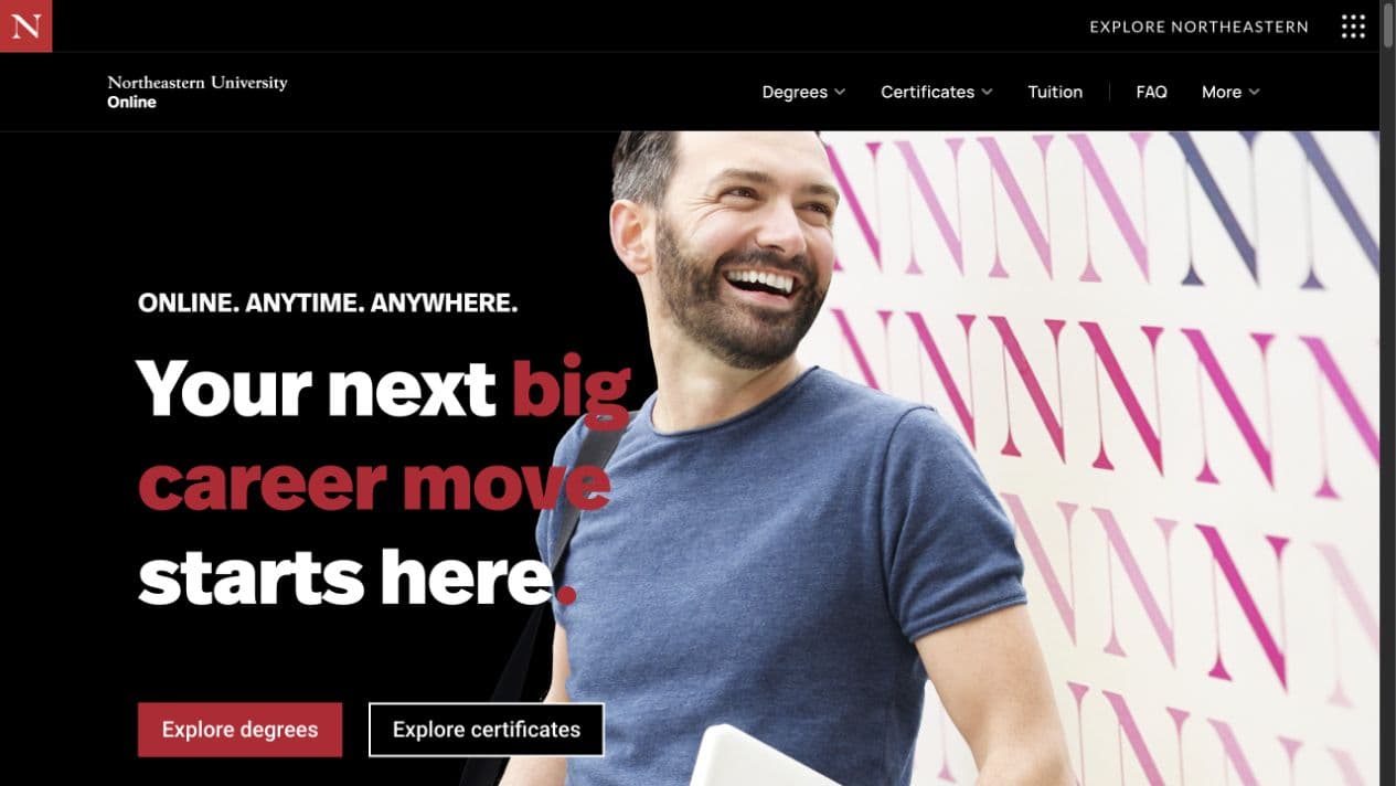 Northeastern Online homepage hero