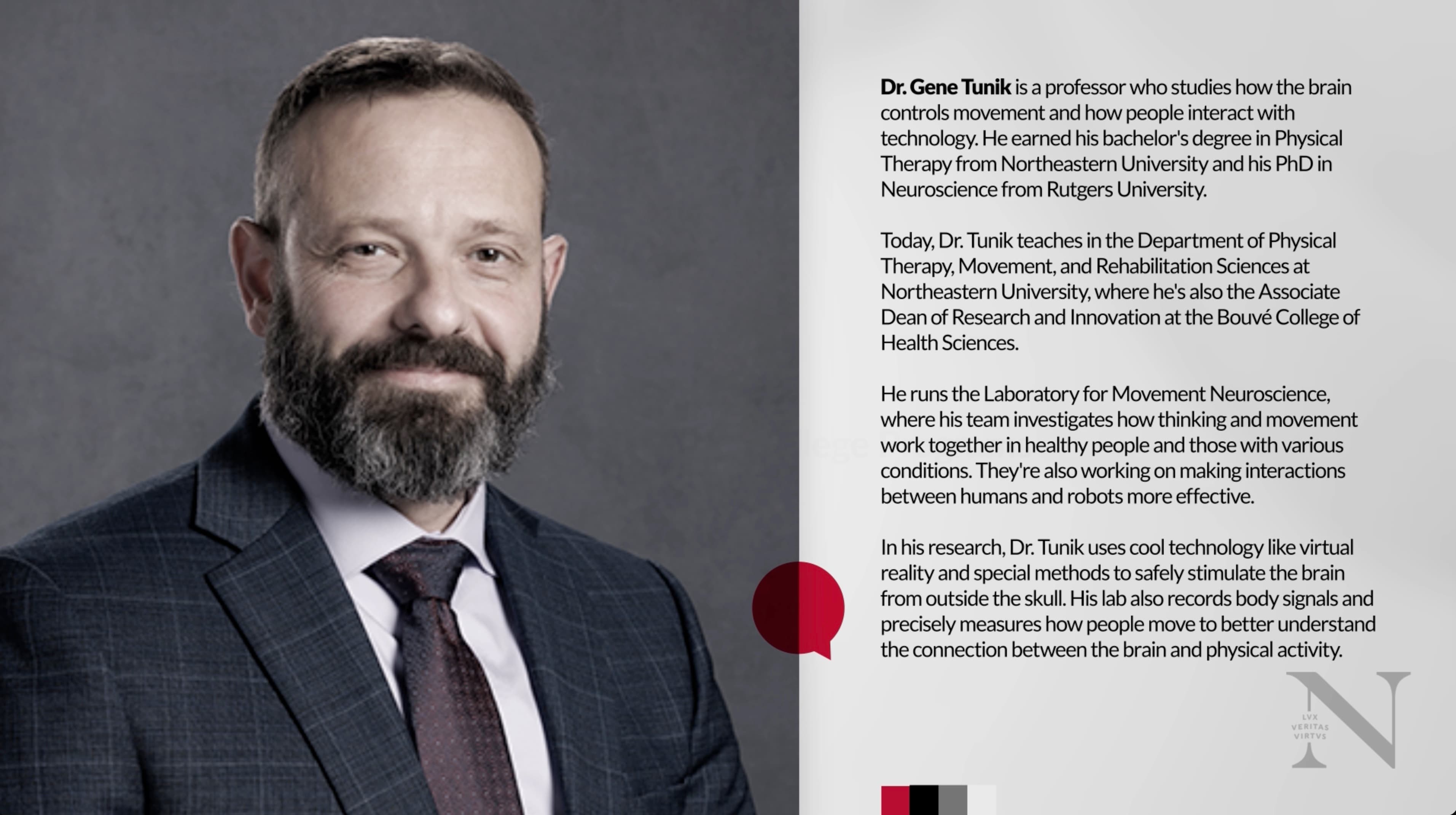 Northeastern Pre-College Live Discussion profile for Dr. Gene Tunik